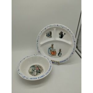Vintage Eden Melamine Peter Rabbit And Friends Divided Plate & Bowl Child's